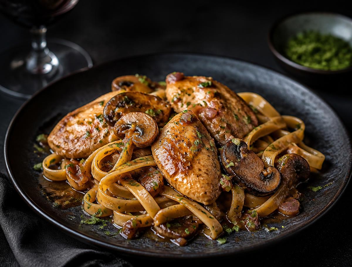 Chicken Marsala Pasta — Tagliatelle al Pollo alla Marsala