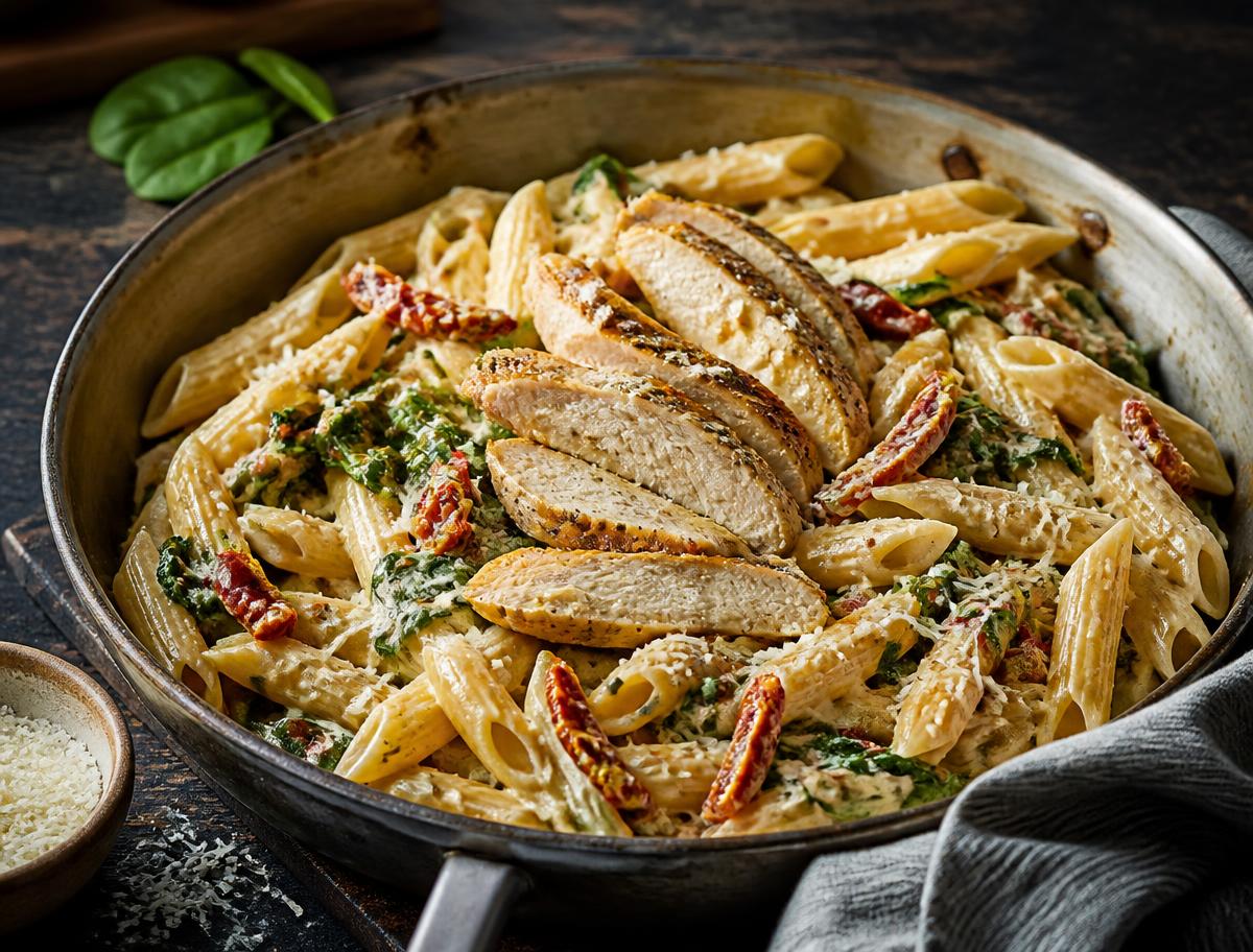 Creamy Tuscan Chicken Pasta — Penne alla Toscana con Pollo