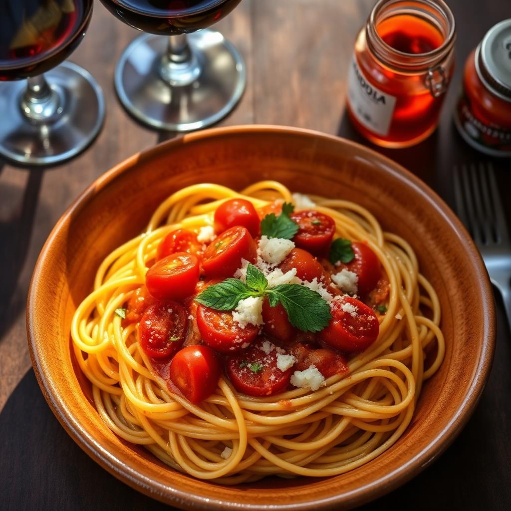 Spaghetti with 'Nduja and Cherry Tomatoes